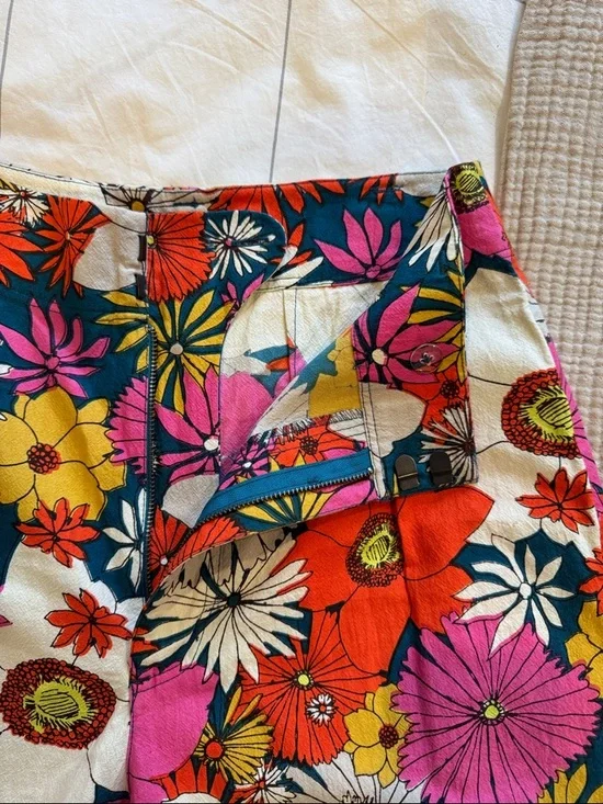 Free People Tessa Tapered Pants Retro Floral High Rise Crop Size 4 - Picture 5 of 9